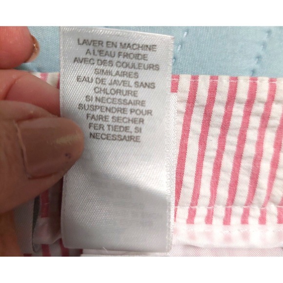 Liz‎ Claiborne Womens 14 Audra Capri Seersucker Stripe Pink White Classic Zipper - Picture 10 of 10